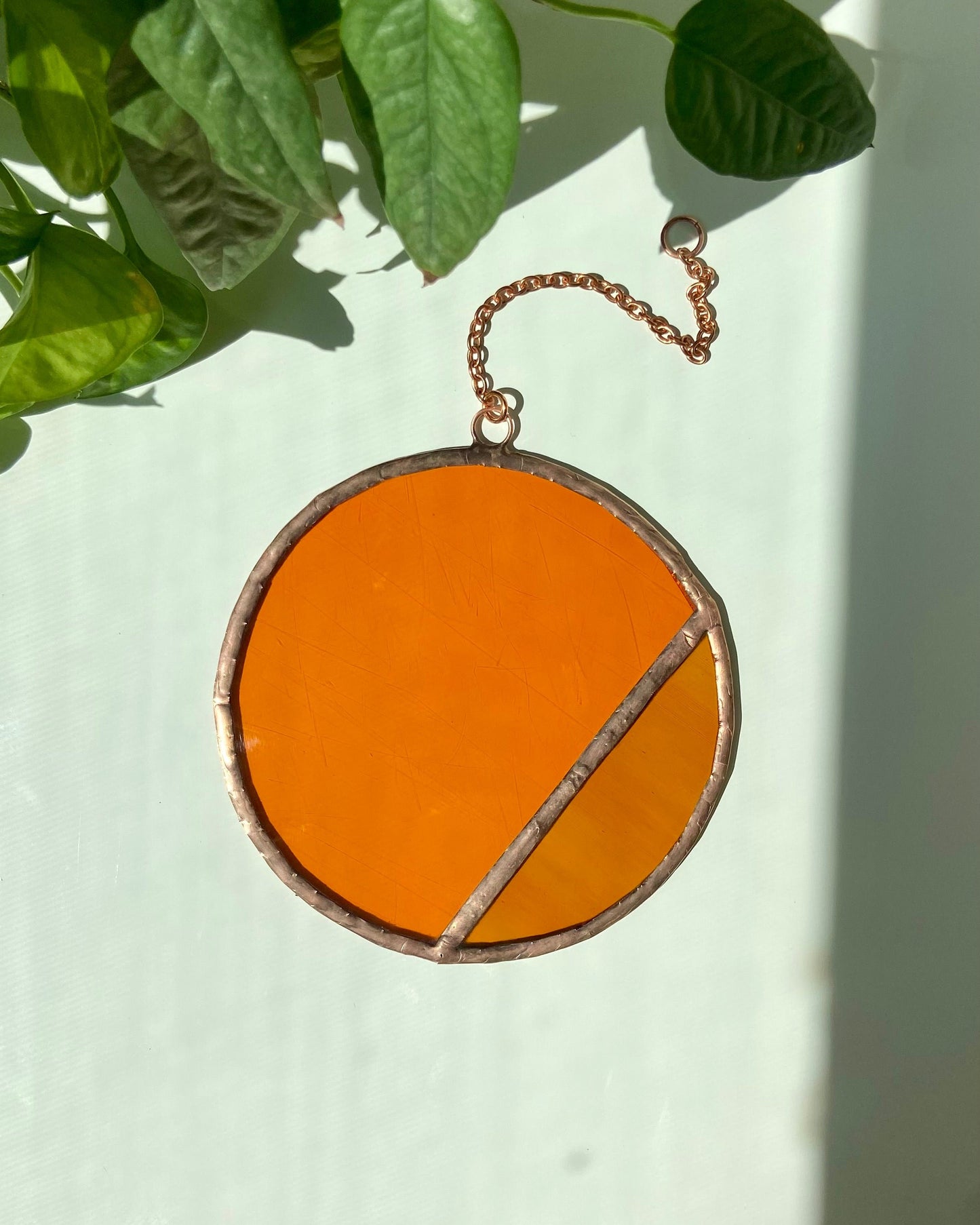 Orange & Orange Stained Glass Suncatcher